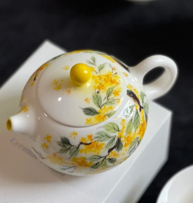 Handmade ceramic osmanthus teapot