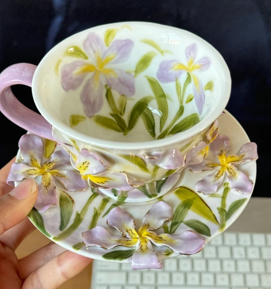 Handmade Ceramic Purple Iris Cup