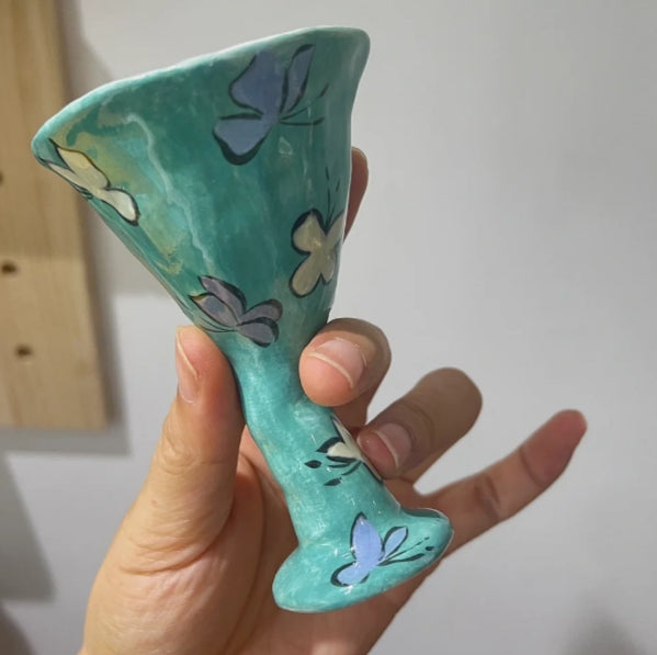 Ceramic Butterfly Wine Glass