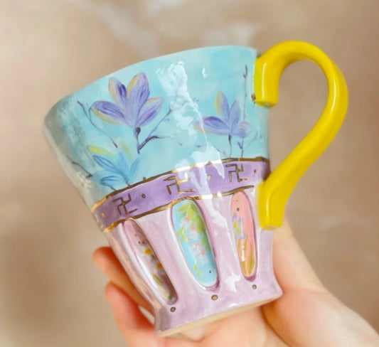 Handmade ceramic flower cup