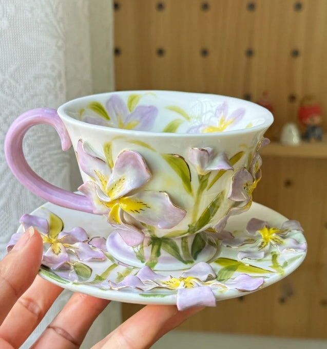 Handmade Ceramic Purple Iris Cup