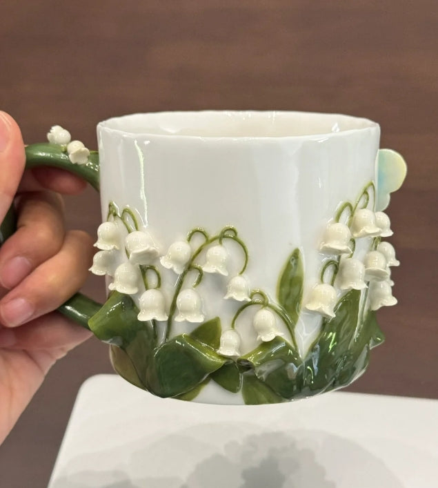 Handmade ceramic bell orchid water cup