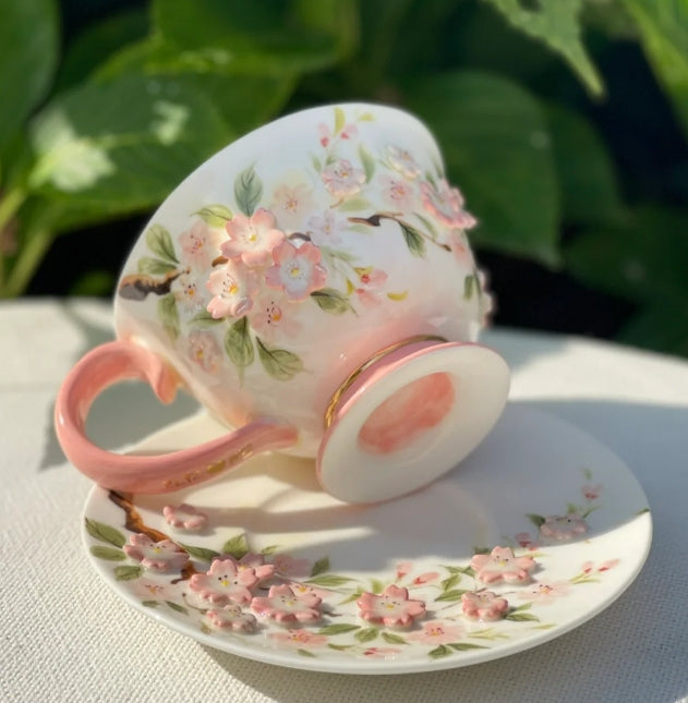 Handmade ceramic cherry blossom cup