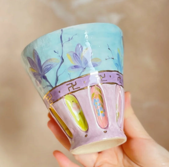 Handmade ceramic flower cup