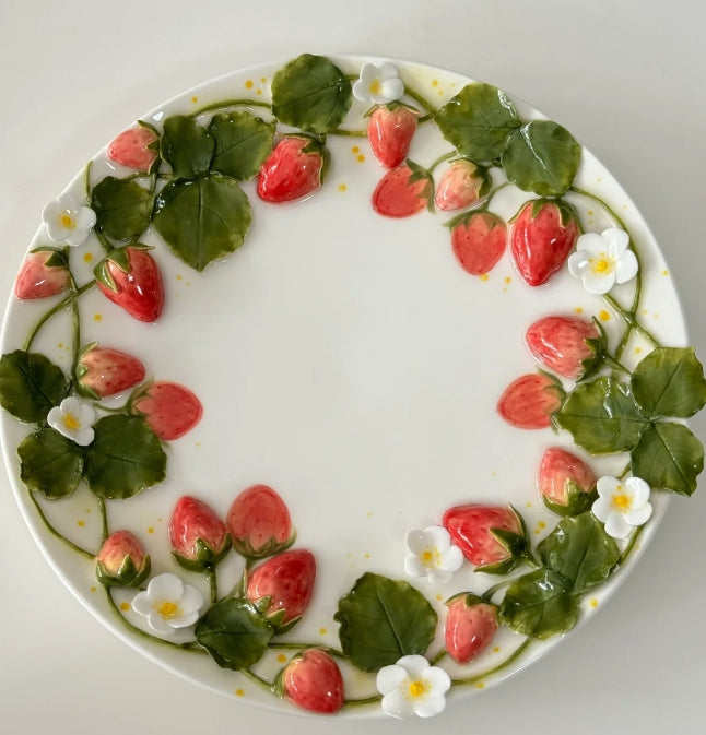 Handmade ceramic exquisite strawberry plate