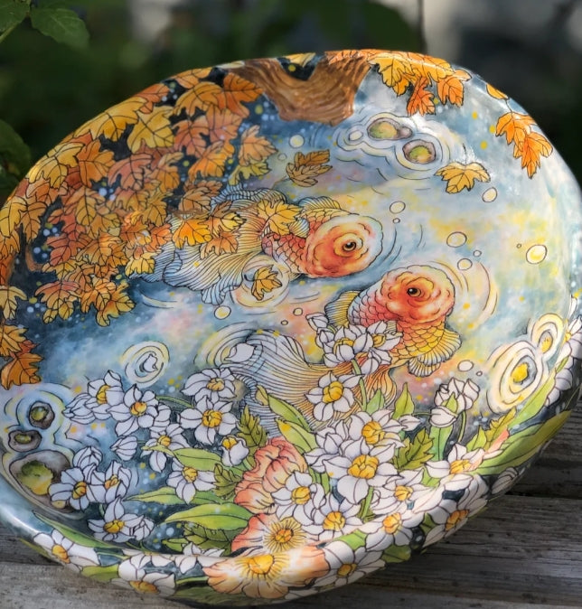 Goldfish Maple Leaf Ceramic Plate