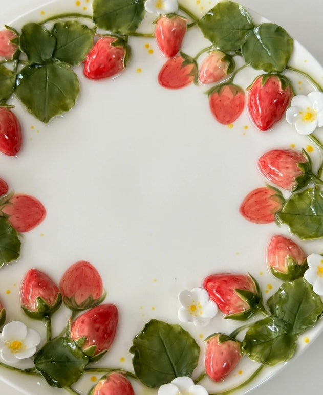 Handmade ceramic exquisite strawberry plate